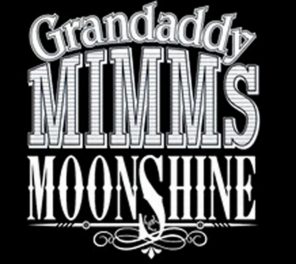 The logo for Granddaddy Mimms Moonshine features bold, vintage-style lettering
