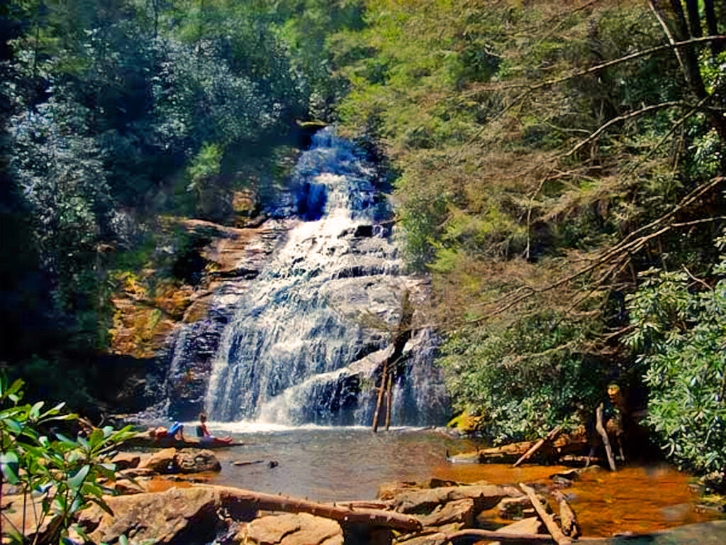 a view of a rocky falls