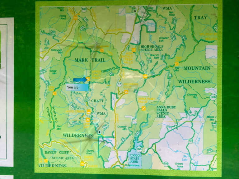 Map of the georgia mountain wilderness area outside of Hiawassee , Blairsville and Helen Ga