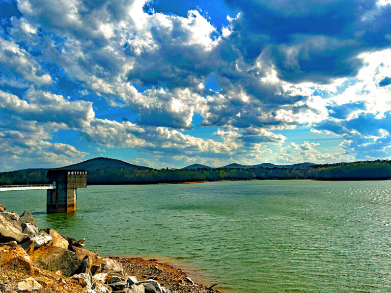 Striking view of Nottely lake Dam in Blairsville, GA, highlighting TVA history.